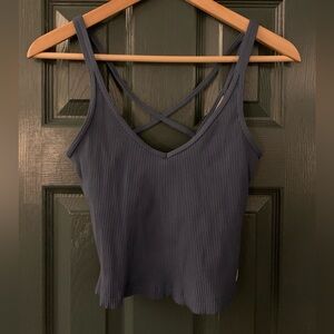 Vuori Ribbed Crop Tank with built in bra liner